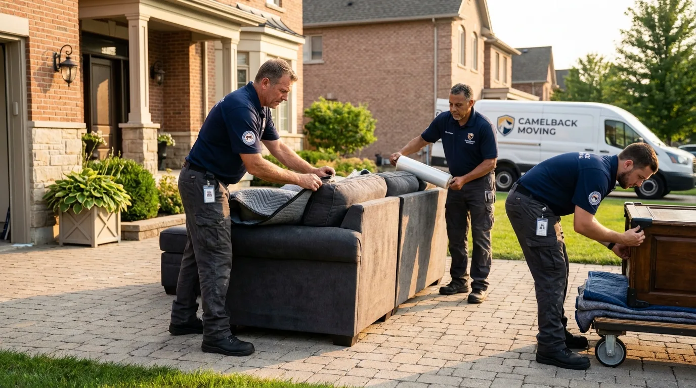 Large estate moving crew wrapping furniture in Harrisburg, AR